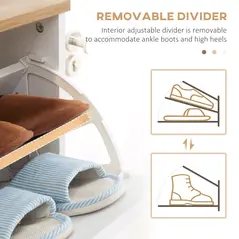 HOMCOM Narrow Shoe Cabinet, Slim Shoe Storage Cabinet with 3 Flip Drawers and Adjustable Shelves, 12 Pair of Shoes Organizer for Hallway, Entryway, White - 6