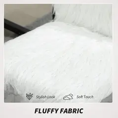 HOMCOM Plush Office Desk Chair, Modern Armless Swivel Vanity Chair with Adjustable Height for Home Office, Bedroom, Living Room, White - 4