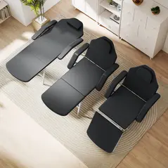 HOMCOM Portable Massage Table, 3 Section Adjustable Beauty Bed, Foldable Massage Bed with Face Hole, Recliner Chair with Removable Headrest and Armrests for Spa, Lash, Tattoo, Black - 8