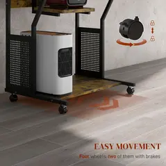 HOMCOM Multi-Storage Work Desk, with Sliding Keyboard Tray - Brown/Black - 5