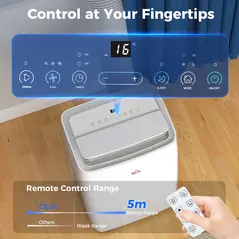 HOMCOM Portable Air Conditioner 12000 BTU, 4-in-1 Air Conditioning Unit, Dehumidifier, Cooling, Fan, Sleep Mode with 3 Speeds, Remote Control, LED Display, 24H Timer, Window Kit, Children Lock, 35m² - 6