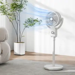 HOMCOM Pedestal Air Circulation Fan with Oscillating, White - 8