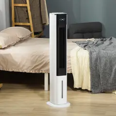 HOMCOM Portable Air Cooler, 6L Tank Humidifier Evaporative Ice Cooling Fan Water Conditioner Unit with 3 Modes, 3 Speed, Remote, Timer, Oscillating for Home Bedroom, White - 2