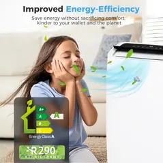 HOMCOM Portable Air Conditioner 14000 BTU, 4-in-1 Air Conditioning Unit, Dehumidifier, Cooling, Fan, Sleep Mode with 3 Speeds, Remote Control, LED Display, 24H Timer, Window Kit, Children Lock, 40m² - 5