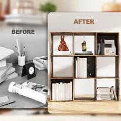 HOMCOM Nine-Cube Storage Shelf - Rustic Brown - 7