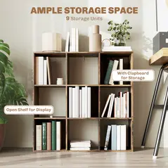 HOMCOM Nine-Cube Storage Shelf - Rustic Brown - 4