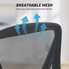 HOMCOM Office Chair, Mesh Desk Chair with Flip-up Armrests, Lumbar Support, Adjustable Height, Black - 7