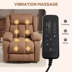 HOMCOM Power Lift Recliner Chair with Massage, Overstuffed Lift Chair for Elderly with Footrest, Remote and Side Pocket, Brown - 5