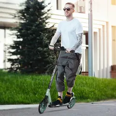 HOMCOM One-click Folding Kick Scooter for 14+ w/ Adjustable Handlebar, Push Scooter with Kickstand, Dual Brake System, Shock Absorber, 200mm Wheels & ABEC-9 Bearings - 2
