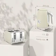 HOMCOM Retro 3000W Kettle and Toaster Set - Grey - 3