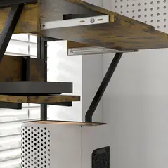 HOMCOM Multi-Storage Work Desk, with Sliding Keyboard Tray - Brown/Black - 9