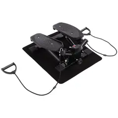 HOMCOM Portable Mini Stepper, Exercise Fitness Machine for Legs Arms Thigh Toner Toning Machine, Stair Steps Workout Training Fitness, w/ Resistance Bands and Floor Mat, Black - 1