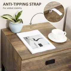 HOMCOM Retro Bedside Table, End Side Table with 2 Drawers, Metal Frame for Bedroom, Living Room, Coffee - 7