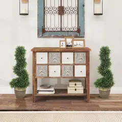 HOMCOM Set of 2 Artificial Plants, Topiary Spiral Boxwood Cypress Trees with Pot, for Home Indoor Outdoor Decor, 90cm - 6