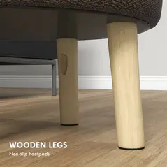 HOMCOM Round Ottoman Stool with Storage, Linen Fabric Upholstered Foot Stool with Padded Seat, Hidden Space and Wood Legs - 7