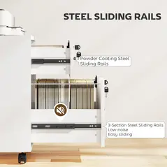 HOMCOM Rolling File Cabinet with 2 Drawers, Mobile Filing Cabinet with Hanging File Folder for Letter Sized Documents, White - 8