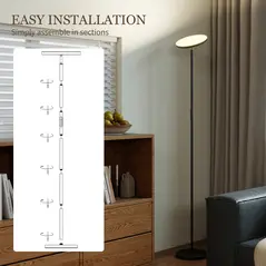 HOMCOM RGB Uplighter Floor Lamp, Tall Dimmable Standing Lamp with Remote & Touch Control, 350° Rotatable Head for Living Room Bedroom, 2700K-6000K Colour Temperatures, Black - 9