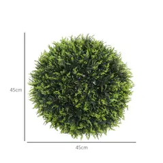 HOMCOM Set of 2 Artificial Plant Topiary Balls, UV-protected Fake Decorative Plants, Faux Plants for Home Indoor Outdoor Decor, 45cm, Green - 3
