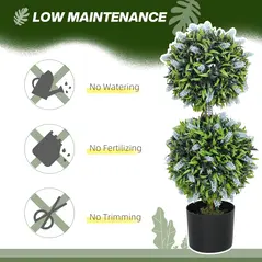 HOMCOM Set of 2 Decorative Artificial Plants Ball Trees with Lavender Flowers in Pot Fake Plants for Home Indoor Outdoor Decor, 70cm, Blue - 5