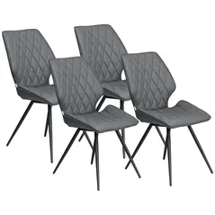 HOMCOM Set of 4 Dining Chairs, Kitchen Chairs with Metal Legs, PU Leather Seat and Backrests, Grey - 1