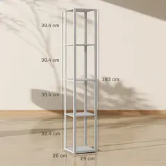 HOMCOM RGB LED Floor Lamp with Shelves, Modern Dimmable Standing Lamp with Remote Control, Adjustable Brightness & Speed for Living Room, Bedroom, Office, Grey - 4