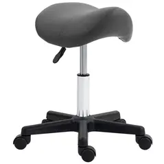 HOMCOM Saddle Stool, PU Leather Adjustable Rolling Salon Chair with Steel Frame for Massage, Spa, Beauty and Tattoo, Grey - 1