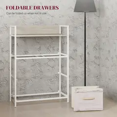 HOMCOM Rustic Chest of Four Fabric Drawers - Black - 6