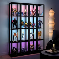 HOMCOM RGB LED Floor Lamp with Shelves, Modern Dimmable Standing Lamp with Remote Control, Adjustable Brightness & Speed for Living Room, Bedroom, Office, Black - 3