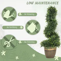 HOMCOM Set of 2 Artificial Plants, Topiary Spiral Boxwood Cypress Trees with Pot, for Home Indoor Outdoor Decor, 90cm - 5
