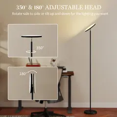 HOMCOM RGB Uplighter Floor Lamp, Tall Dimmable Standing Lamp with Remote & Touch Control, 350° Rotatable Head for Living Room Bedroom, 2700K-6000K Colour Temperatures, Black - 6