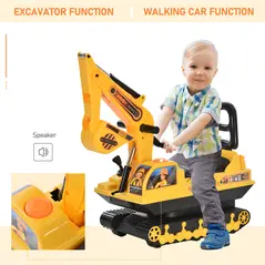 HOMCOM Ride On Excavator Toy Tractors Digger Movable Walker Construction Truck 3 Years - 4
