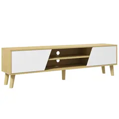 HOMCOM Scandinavian-Style TV Cabinet, with Storage - Wood-Effect/White - 1