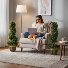 HOMCOM Set of 2 Artificial Plants, Topiary Spiral Boxwood Cypress Trees with Pot, for Home Indoor Outdoor Decor, 90cm - 8