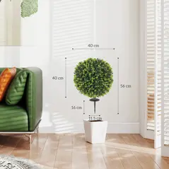 HOMCOM Set of 2 40 cm Artificial Boxwood Topiary Ball Bush with Integrated Ground Stake, Indoor Outdoor UV Resistant Faux Greenery, Faux Plants for Garden, Porch, Balcony - 3