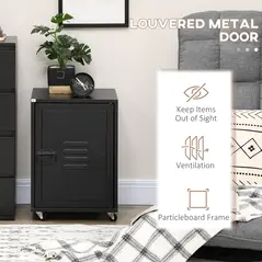 HOMCOM Rolling Metal Filing Cabinet, Industrial Mobile Storage Cabinet with Adjustable Shelf and Wheels for Home Office Living Room, Black - 5