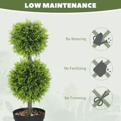 HOMCOM Set of 2 Decorative Artificial Trees, Topiary Ball-shaped Boxwood Trees in Pot, Fake Plants for Home Indoor outdoor Decor, 60cm, 2 Tree Balls - 6