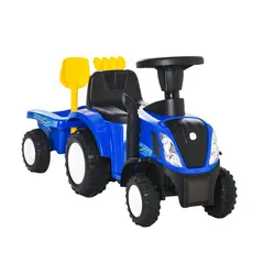 HOMCOM Ride On Tractor Toddler Walker Foot To Floor Slider w/ Horn Storage Steering Wheel for 1-3 Years Old Blue - 1