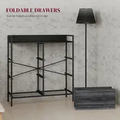 HOMCOM Rustic Chest of Six Fabric Drawers - Black - 6