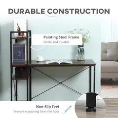 HOMCOM Reversible Computer Desk with Storage Shelves on Left or Right, Industrial Reversible Writing Desk for Home Office, Study, Easy Assembly, 120 x 64 x 121cm, Rustic Brown and Black - 6