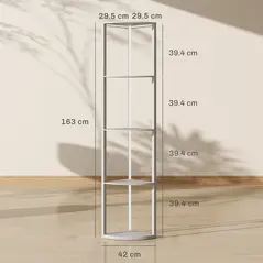 HOMCOM RGB LED Floor Lamp with Shelves, 5-Tier Dimmable Standing Lamp with Adjustable Brightness and Remote Control, Modern Corner Display Shelf Unit for Living Room Bedroom Office, Grey - 3