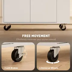 HOMCOM Rolling Kitchen Island with 3-Tier Spice Rack, Kitchen Storage Cart with Drawer and Towel Rack, White - 6