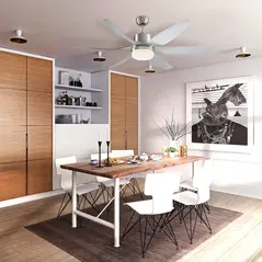 HOMCOM Reversible Ceiling Fan with Light, 6 Blades Indoor Modern Mount LED Lighting Fan with Remote Controller, for Bedroom, Living Room, Silver - 2