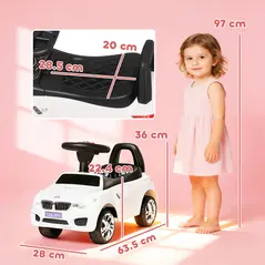 HOMCOM Ride on Car Baby Toddler Walker Foot to Floor Sliding Car Slider, White - 3