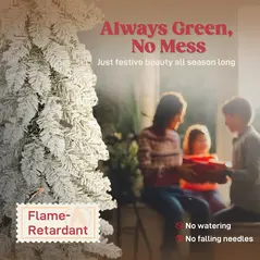 HOMCOM Set of 3 Pencil Flocked Christmas Tree, 3ft 4ft 5ft - 4