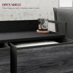 HOMCOM Rustic Chest of Six Fabric Drawers - Black - 5