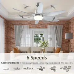 HOMCOM Reversible Ceiling Fan with Light, 6 Blades Indoor Modern Mount LED Lighting Fan with Remote Controller, for Bedroom, Living Room, Silver - 4