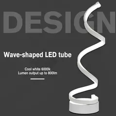 HOMCOM Set of 2 Modern Wave-Shaped LED Table Lamp with Round Metal Base for Living Room, Bedroom, White - 4