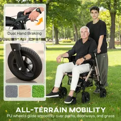 HOMCOM Rollator Walker Wheelchair, with Seat - Black - 7