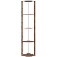 HOMCOM RGB Standing Lamp with Shelves, 4-Tier LED Floor Lamp with Multiple Lighting Modes, Rustic Brown - 1