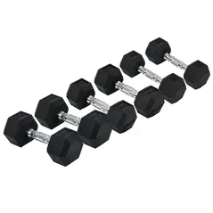 HOMCOM Rubber Dumbbell Set Sports Hex Weight Sets Home Gym Fitness Lift Strength Training Exercise 2 x 5kg, 2 x 6kg, 2 x 8kg - 1